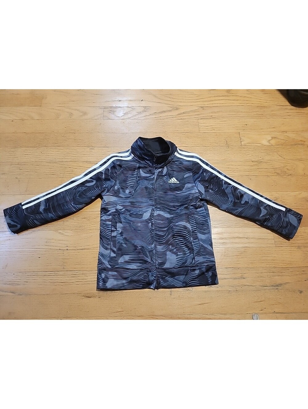 Adidas Boys Camo Track Jacket Full Zipper Black White Size 4